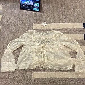Free People Cream Lace Blouse
